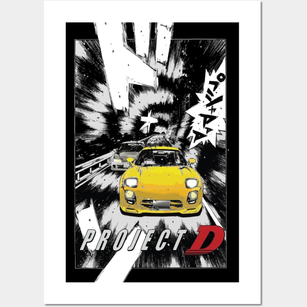 Initial D FD RX7 fifth stage Drifting - Keisuke Takahashi vs Smiley Saka project d Wall Art by cowtown_cowboy